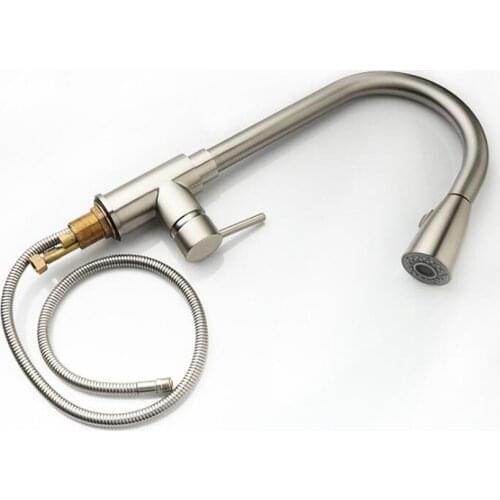 Kitchen Faucets Silver Single Handle Pull Out Kitchen Tap Single Hole Handle Swivel 360 Degree Water Mixer Tap Mixer Tap