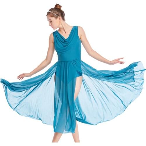 Lyrical Dance Costume For Women Ballet Dance Dress Backless Ballet Dance Wear Adult Stage Costume Ballerina Dresses JL1471