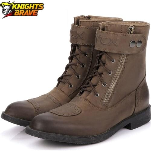 Motorcycle Boots Vintage Botas De Moto Microfiber Leather Motocross Off-Road Racing Motorbike Riding Shoes Botas Motociclista