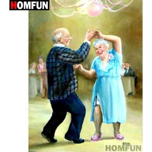 HOMFUN Full Square/Round Drill 5D DIY Diamond Painting "Elderly couple" Embroidery Cross Stitch 5D Home Decor Gift A07060