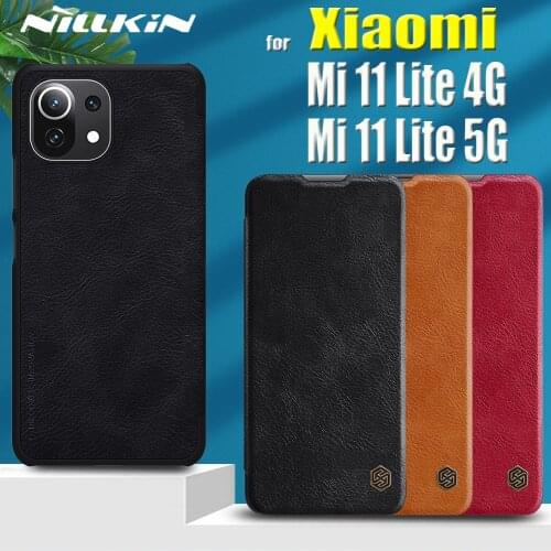 Nilkin for Xiaomi Mi 11 Lite 4G/5G Case Nillkin Luxury Genuine Soft Flip Leather Card Slot Shockproof Back Cover on Mi11 Lite