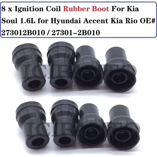 4 x Spark Plug Cap Connector Ignition Coil Rubber Boot For Kia Soul 1.6L for Hyundai Accent Kia Rio OE# 273012B010 / 27301-2B010