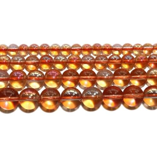 Wholesale Natural Stone Golden Crystal Quartzs Glass Round Beads 6 8 10 12 MM Pick Size For Jewelry Making DIY Bracelet Necklace