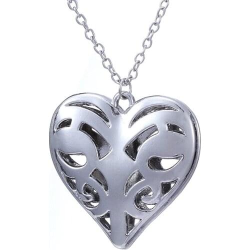 The Vampire Diary the Originals Family Caroline Forbes Filigree Heart Locket Necklace for Women Gift