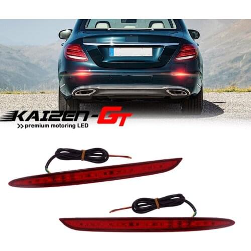 Red LED Rear Bumper Reflector Brake Tail Light w/ Sequential Turn Signal, Rear Fog Light For 2016-up Benz W213 E-Class E200 E250