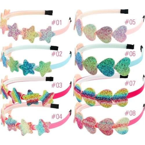 Cute Children Adults Girl Headwear Sweet Color Love Stars Sequin Headband Casual Decoration Hair Accessories Party Holiday