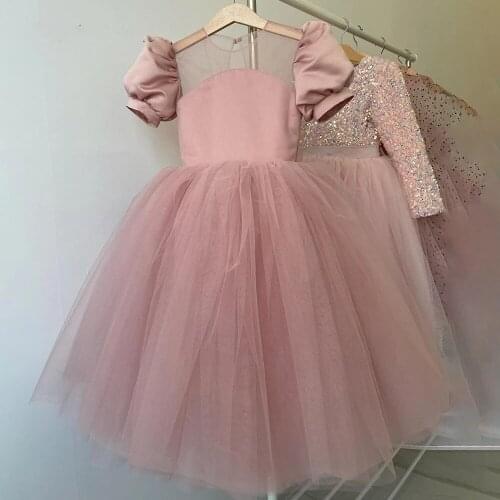 Blush Pink Flower Girl Dresses with Big Handmade Flowers Girl Party Dresses Pageant Birthday Gowns