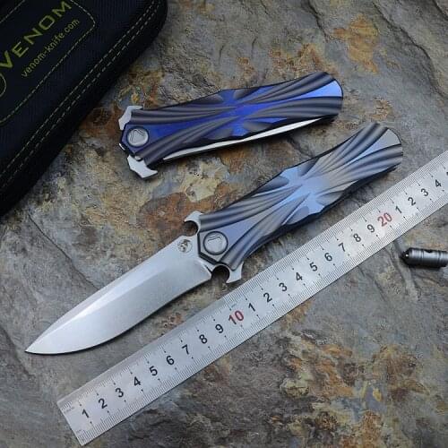 VENOM Kevin John T series M390 Titanium Flip Folding Knife opens sharp Survival Tactical Multi HighCamping Knives EDC Tools
