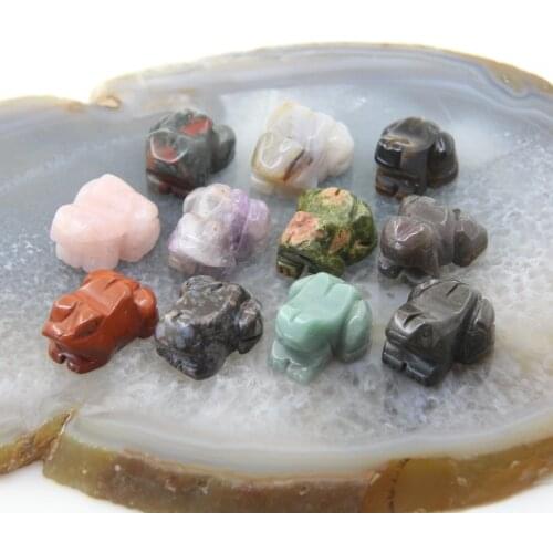 1.5" Natural Stone Frog Statue Home Office Decoration Healing Crystal Hand-carved Animals Figurines Reiki Quartz Toad Ornaments