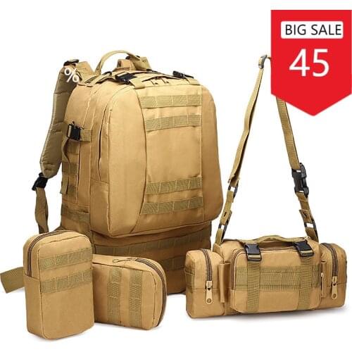 50L Tactical Backpack,Mens Military Backpack,4 in 1Molle Sport Tactical Bag,Outdoor Hiking Climbing Army Backpack Camping Bags