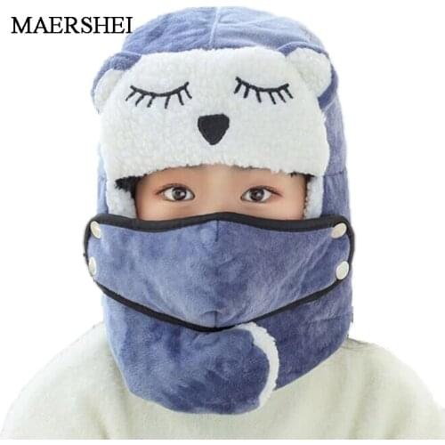 Boy Girls winter warm hat cute Fox earmuff bomber hat Kids plus velvet thick beanie hat hot sale