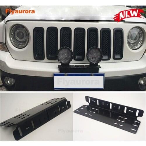 Universal Bull Bar Front Bumper License Plate Log Light Mount Bracket SUV Lamp Holder Off Road LED Light Bar Aluminum Flyaurora