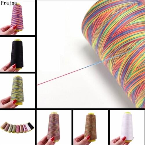 Prajna 2PCS High Tenacity Polyester Sewing Thread 40/2 1500Y 6 Color High Durable sewing line for machine Threads For Overlock