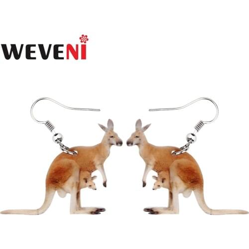 WEVENI Acrylic Australian Kangaroo Earrings Drop Dangle Animal Jewelry For Women Girls Gift Accessories Charms Wholesale Bijoux