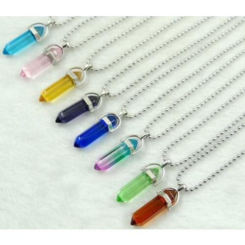 New Natural Stone Titanium Crystal Pillar Quartz Crystal Lapis Pendants For DIY Jewelry Making pendulum necklace Accessories 1pc