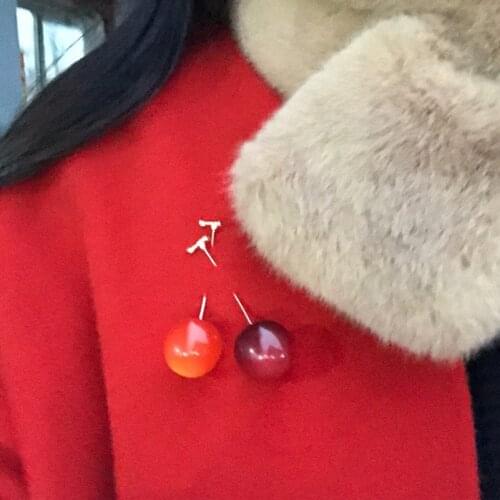 1 PC Women Brooch Red Cherry Fruit Pin Coat Sweater Shirt Brooches Accessories