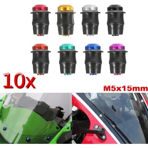 10pcs /Set M5x15mm Aluminum Motorcycle Bicycle Fairing Screws Bolts Fastener Kit Body Mount for Honda, Suzuki, Yamaha, Kawasaki