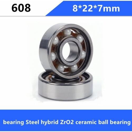 100pcs 608 bearing Steel hybrid ZrO2 ceramic ball bearing Finger spinner bearing 8*22*7 mm roller skate wheel bearings
