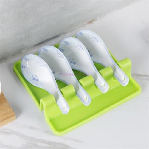100pcs Silicone Spoon Mat Silicone Heat Resistant Placemat Tray Spoon Pad Drink Glass Kitchen Tool Spatula Tool Spoon Mat