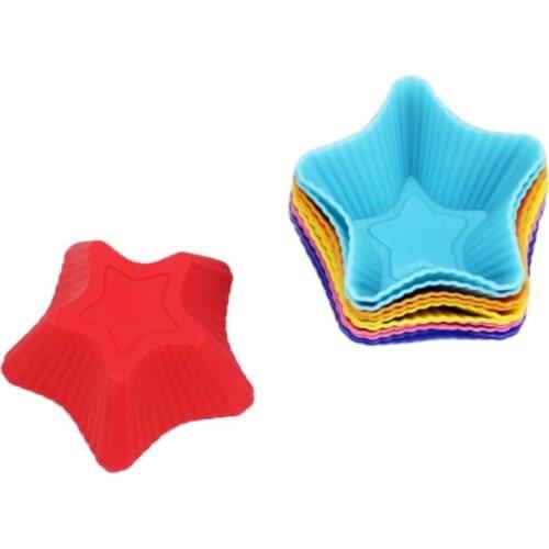 12PCS Bake Tools Star Shaped Silicone Handmade Soap Molds Cooking Jelly Baking Tool Cake Egg Tart Mold Muffin Cup Cakecup