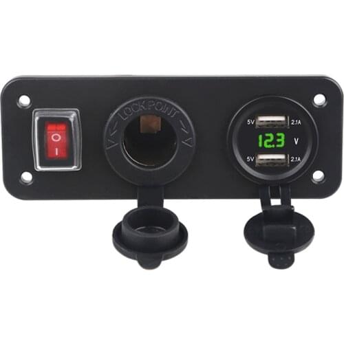 12v Car Cigarette Lighter Socket Splitter 12v USB 4.2A Power Adapter Charger Digital Voltmeter for Car Boat Marine with Switch