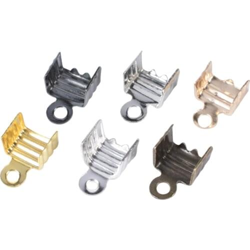 200Pcs/Lot DIY Bracelet Necklace Accessories Findings Cord End Clip Fold Three-Wire Clasps Crimp End Caps For Jewelry Making