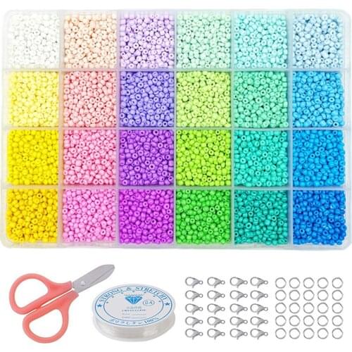 4000Pcs/lot 2mm Glass Seed Beads For Jewelry Making DIY Bracelet Necklace Earring Clothes Accessories Jewelry Making Sewing Kit