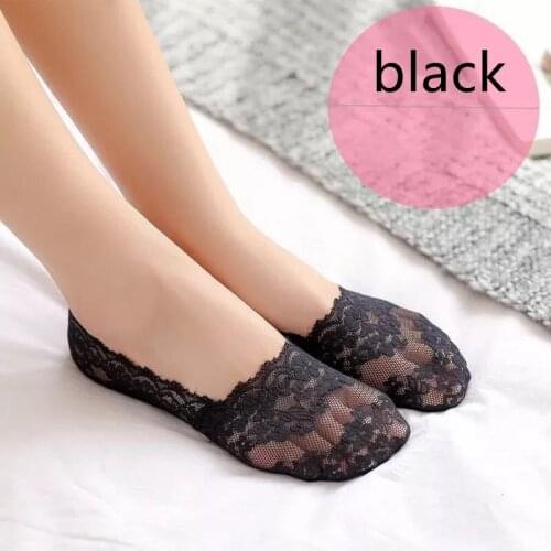 5Pairs new style Women lace mesh invisible Socks Summer Solid Color Ankle Boat Socks Female Cotton Slipper No show Socks