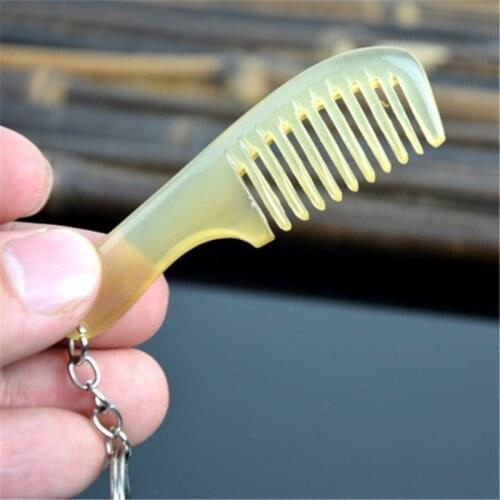 Promotion Gift Big Sale Lovely Natural Ox Horn Mini Keychain Portable Comb Pet Combs L047
