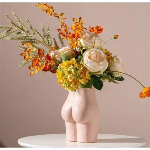 Flower Pot Home Decoration Accessories Tabletop Vase Modern Body Art Bust Statue Ceramic Porcelain Desk Decor Ornaments