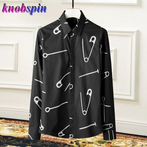 Brand Business male Dress Shirt Fashion Pin Embroidery Slim long sleeve Camisas masculina Casual Cotton Shirts men 2019 New