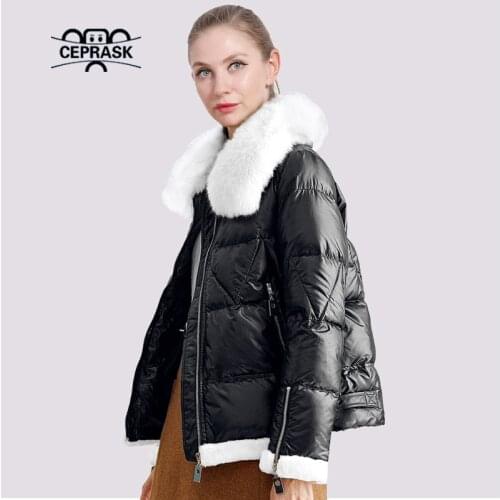 CEPRASK 2021 New Winter Jacket Women Quilted Fashion Womens Winter Coat Hooded Real Fur Warm Down Jackets Parka Outerwear