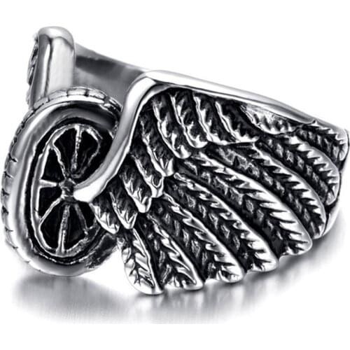 FDLK Eagle Motorcycles Tire Biker Design Fashion Motor Biker Men Ring Jewelry Wholesale