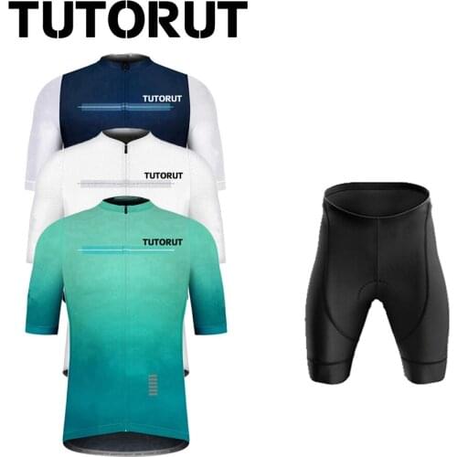 TUTORUT Men’s Cycling Jersey Short Sleeve Shirts Mountain Racing Sportswear Bicycle Clothes Quick Dry Wicking With Pockets