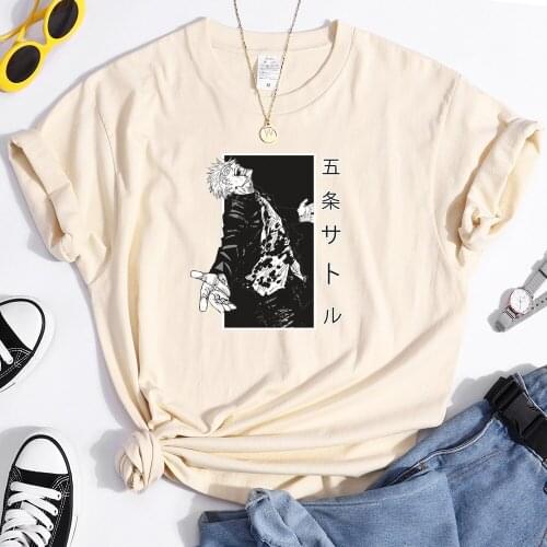 Jujutsu Kaisen Gojo Satoru Women T Shirts Cartoon Womenswear Harajuku T Shirt Oversize Streetwear Summer Springfemale Tee Shirts