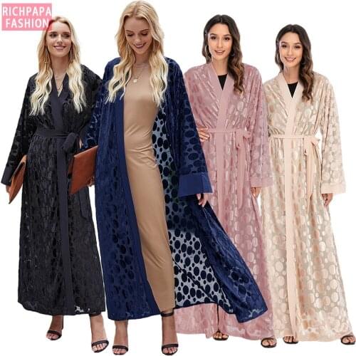 Eid Mubarak Kaftan Dubai Abaya Turkey Kimono Cardigan Hijab Muslim Dress Islam Clothing Abayas For Women Robe Femme Ete Qatar
