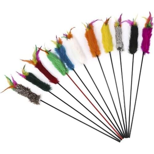 Cat Teaser Plastic Cat Play Toy Stick Toy Interactive Toy Cat Exercise Feather Tease Cat Stick Colorful Premium Stick Kitten Toy