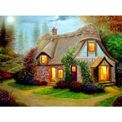 Diamond Embroidery House Handicraft Full Drill Diamond Painting Landscape Mosaic Garden Picture of Rhinestone Wall Art