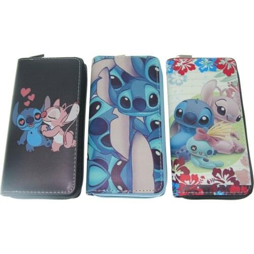 Disney Stitch cartoon pu wallet cute girl boy card bag clutch coin bag