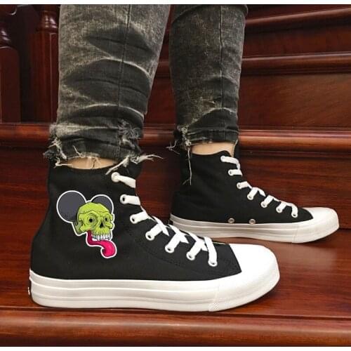 Wen Design Canvas Original Shoes Skull Head Big Ears Long Tongue High Top Black White Women Mens Sneakers Skateboard Shoes