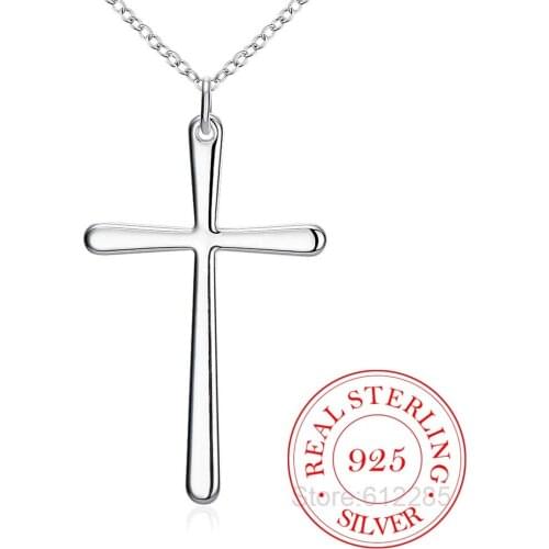 925 Sterling Silver Pendant,Latest Trendy Classic Jewelry,Fashion Snake Chain Smooth Cross Pendants Necklace Chains for Women