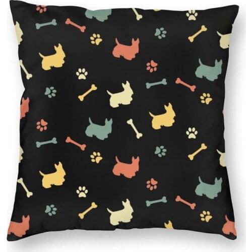 Scottie Dog Snowing Square Throw Pillow Cover Home Decor 3D Printed Scottish Terrier Cartoon Pattern Cushion Cover for Sofa