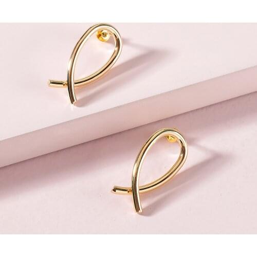 LUNA CHIAO Women Fashion Jewelry Fish Shape Simple Stud Earrings - Statemetn Earring