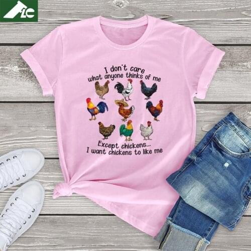 I Don't Care What Anyone Think Of Me Funny Chickens Printed T Shirts Women Oversized Graphic Women T Shirts Unisex Short Sleeve