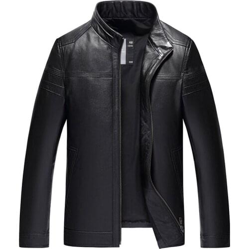 Genuine Leather Clothes Mens First Layer Cowhide Stand-up Collar Slim Fit Biker Jacket Handsome Tide