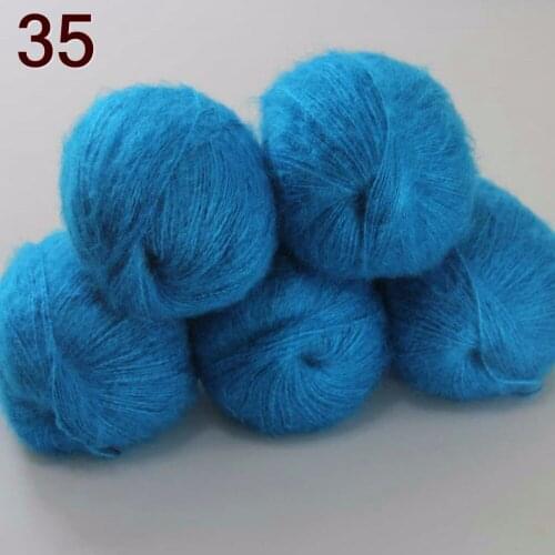 Sale 5 balls x 50g Soft and comfortable MOHAIR Cashmere silk hand Knitting Yarn Deep Sky Blue 290-35