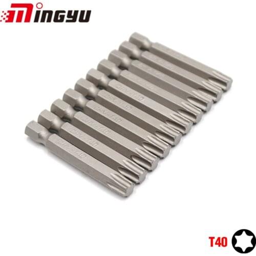 10Pcs 1/4" 50mm Torx T40 Screwdriver Bit Set Tools Repair Screwdrivers Kit Hex Shank Drill Bit For Power Household Hand Tools