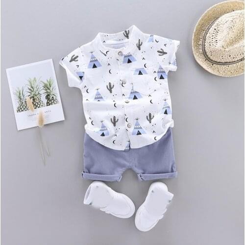 Summer 2Pcs/Set Toddlers Cardigan Kit Cartoon Cactus Pattern All-match Breathable Baby Tops Shorts Suit Kids Clothes for Casual