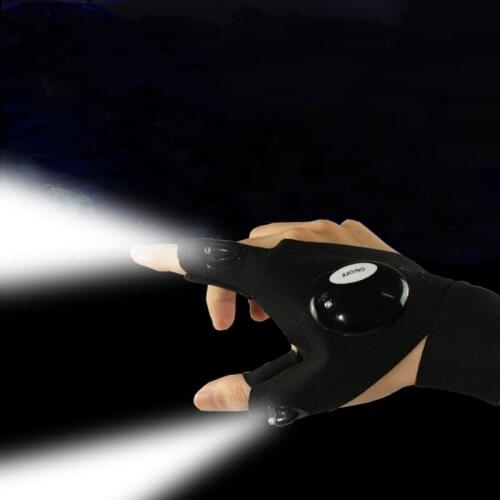 Fingerless Glove LED Flashlight Torch Outdoor Tool Fishing Camping Hiking Survival Rescue Multitool Light Left Right Hand Gloves