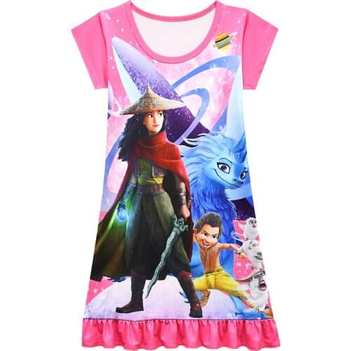 Raya and The Last Dragon Kids Dress Girls Pajamas Nightgowns Princess Dress Toddler Clothes Children Vaiana Home Wear Costumes
